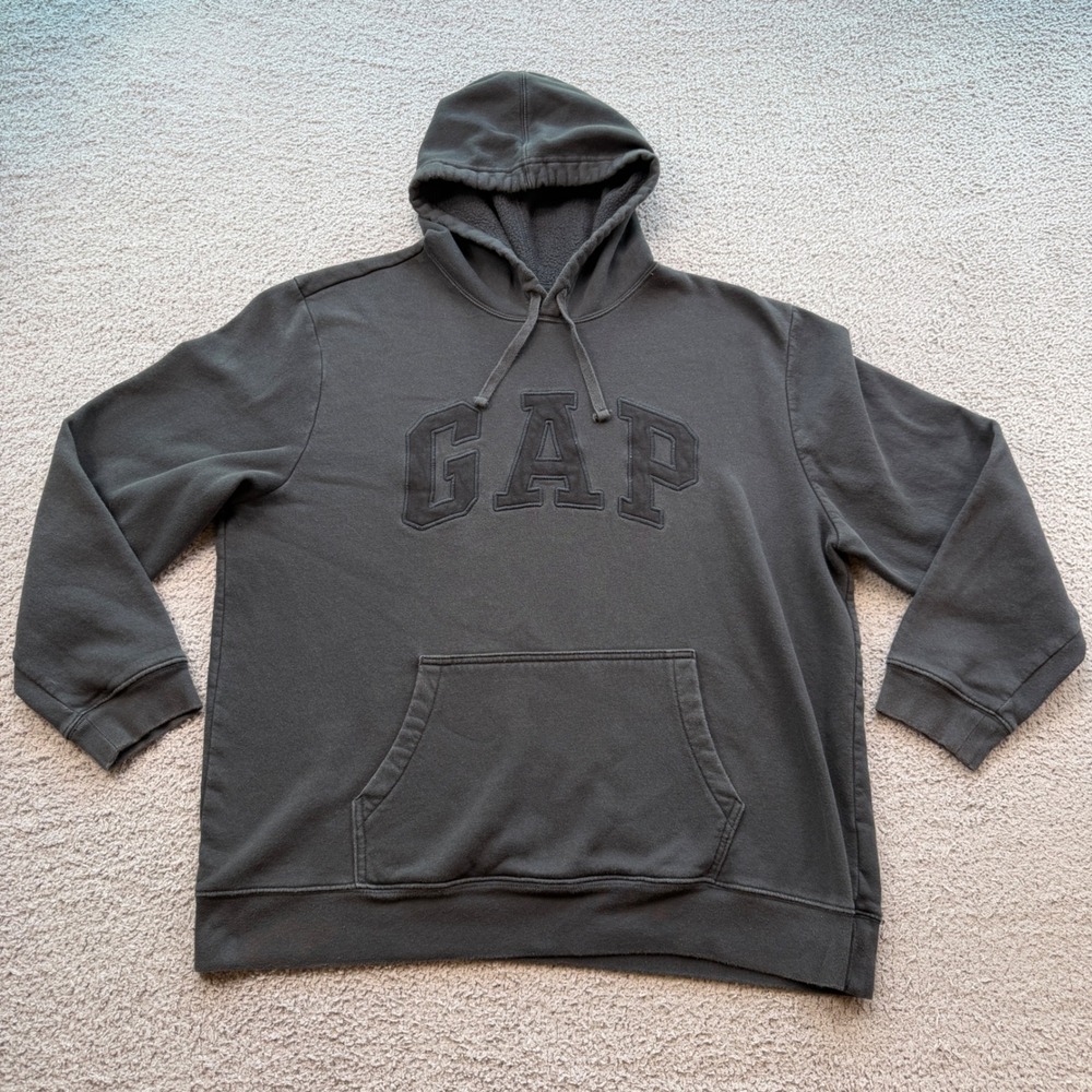 GAP Heritage Logo Hoodie Mens XL Moonless Night Grey Tonal Arch Logo 510981-80